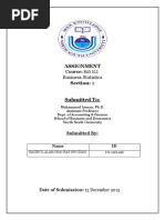 Assignment Section: 2 Submitted To:: Business Statistics