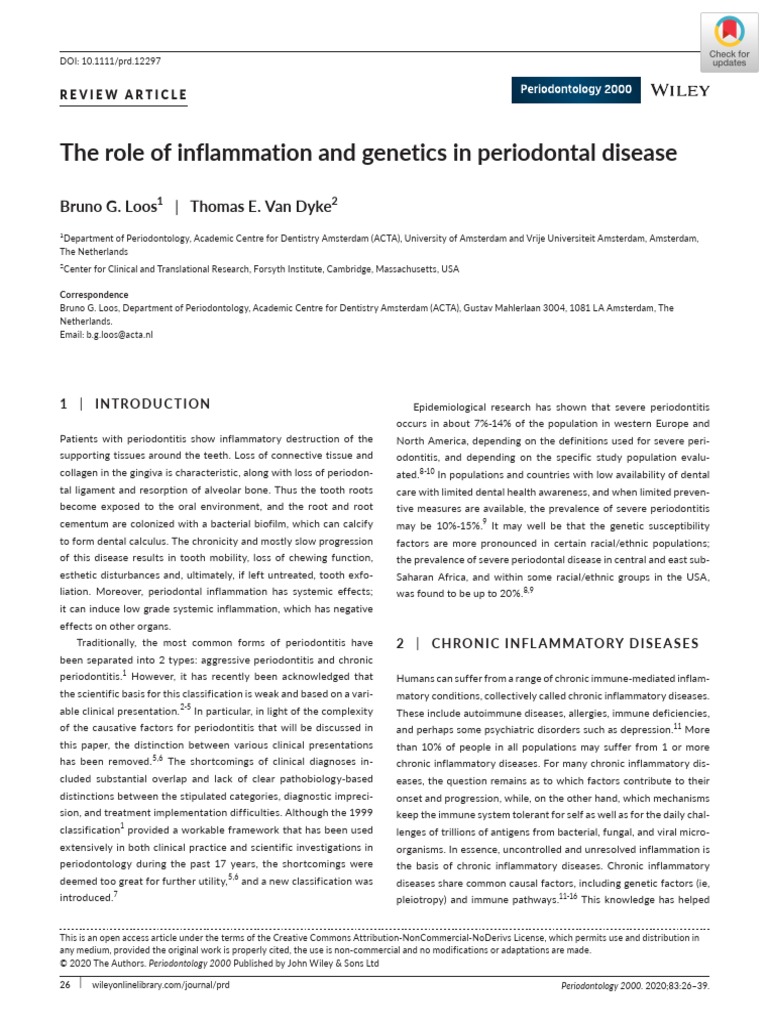 The Role of Inflammation and Genetics in Periodontal Disease | PDF ...