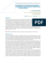 Online Distance Learning For Translation Subjects: Tertiary Level Instructors' and Students' Perceptions in Saudi Arabia