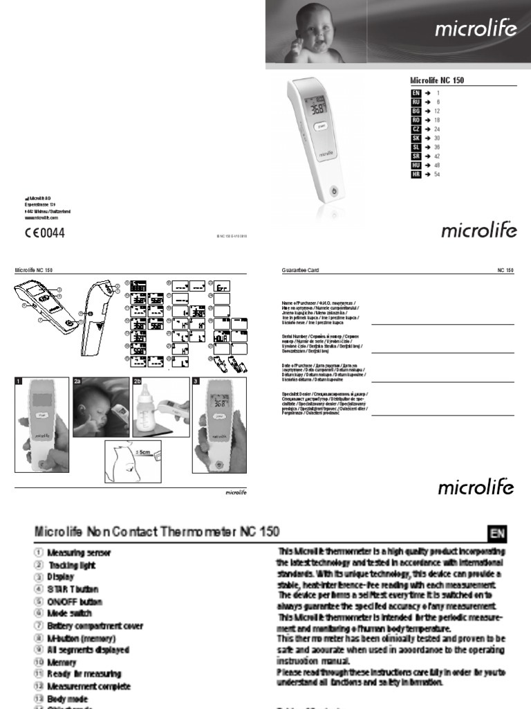 Carteinstructiuni Termometru Microlife NC 150 PDF Thermometer Temperature
