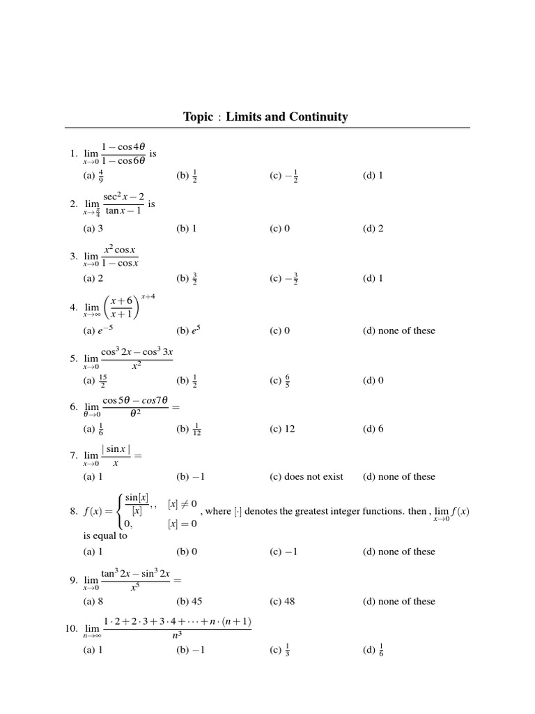 Limits Cet | PDF | Complex Analysis | Algebra