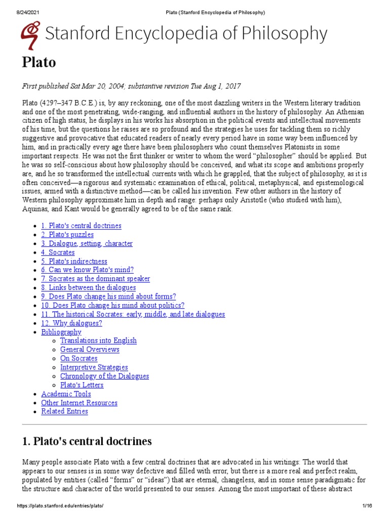 PLATO STANFORD ENCYCLOPEDIA OF PHILOSOPHY intelligence overview