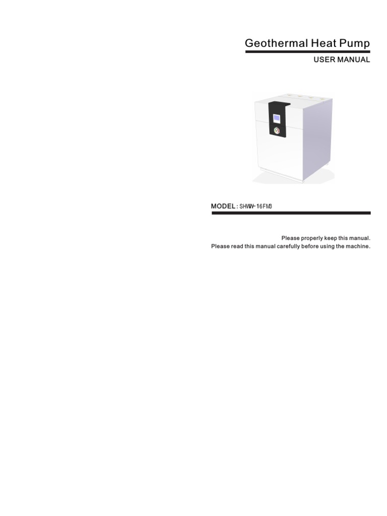 Geothermal Heat Pump User Manual | PDF | Heat Pump | Heat Exchanger