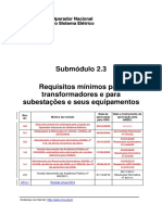 Submódulo 2.3. Requisitos Mínimos Para Transformadores e Para Subestações e Seus Equipamentos
