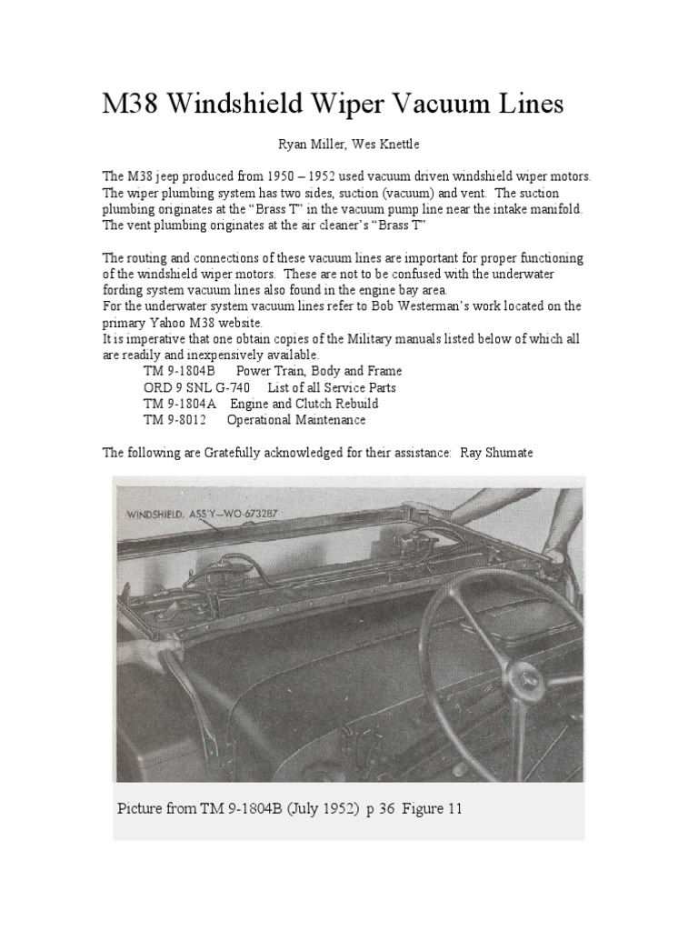 A Comprehensive Guide to the M38 Jeep's VacuumPowered Windshield Wiper