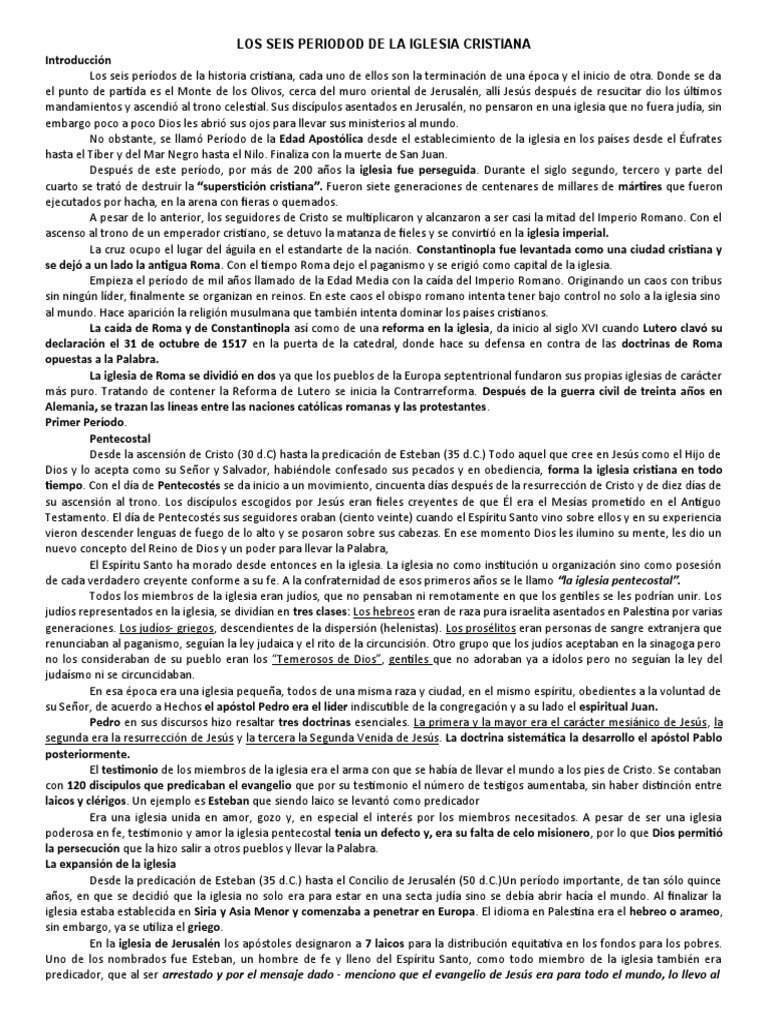 Seis Períodos de la Iglesia Cristiana | PDF | Bernabé | Pablo el apóstol