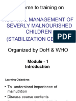 Welcome To Training On: Hospital Management of Severly Malnourished Children (Stabilization Center)