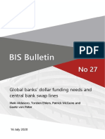 BIS Bulletin: Global Banks' Dollar Funding Needs and Central Bank Swap Lines