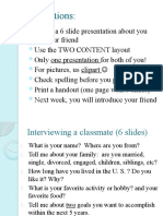 Interview A Classmate First Week One PPT 2 Students