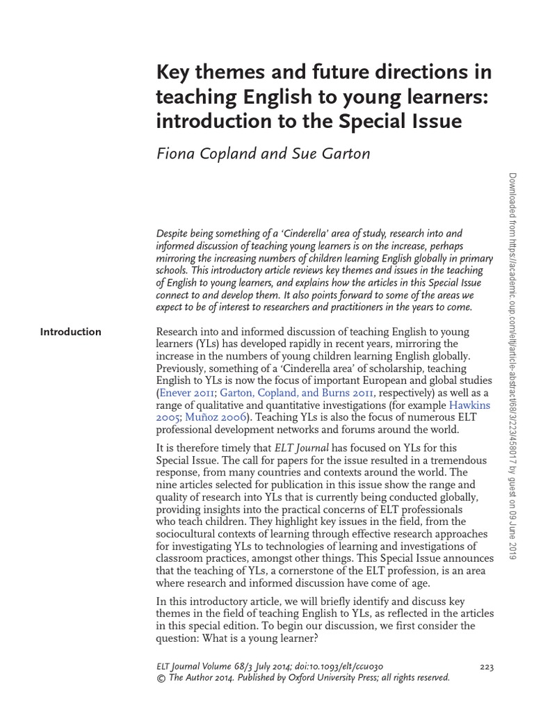 Key Themes and Future Directions in Teaching English To Young Learners