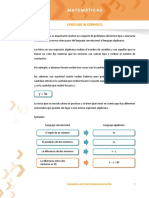 Lenguaje algebraico Lunes 23 de agosto del 2021.