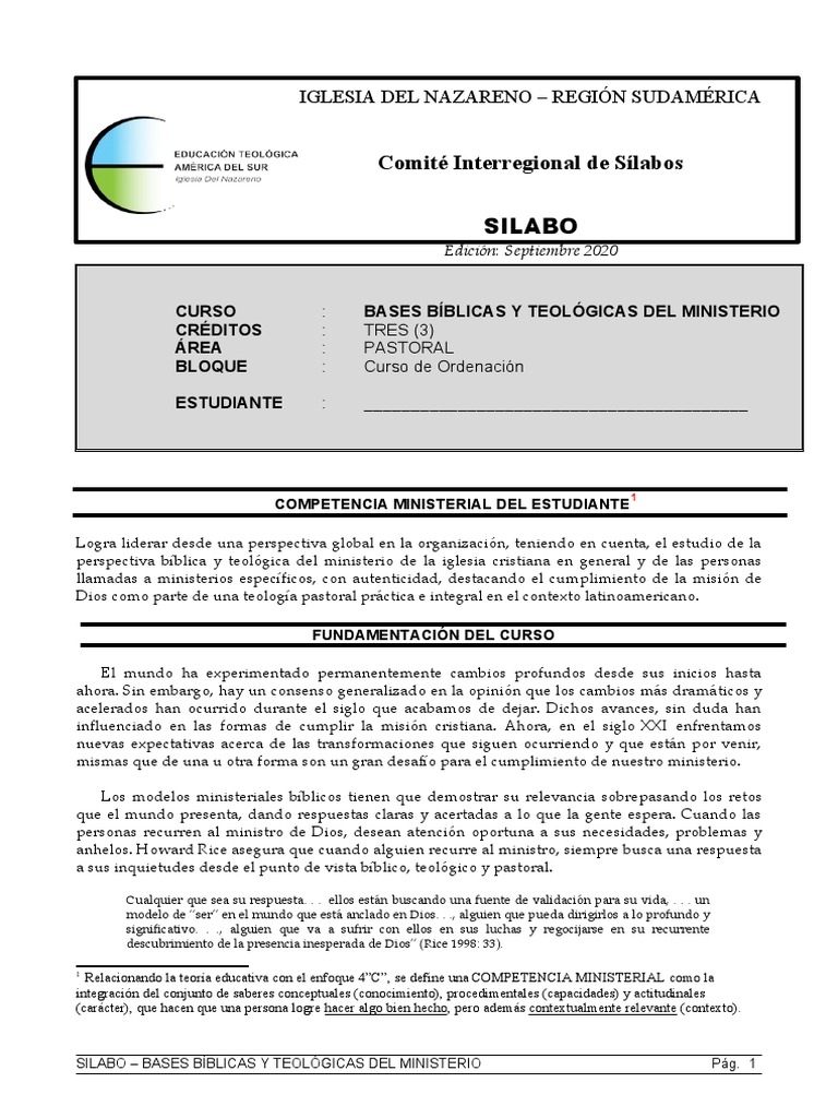 Celos Claves Para Comprenderlos Y Superarlos Pdf Gratis SILABO - Bases Biblicas y Teológicas Del Ministerio | PDF | Evaluación |  Cognición