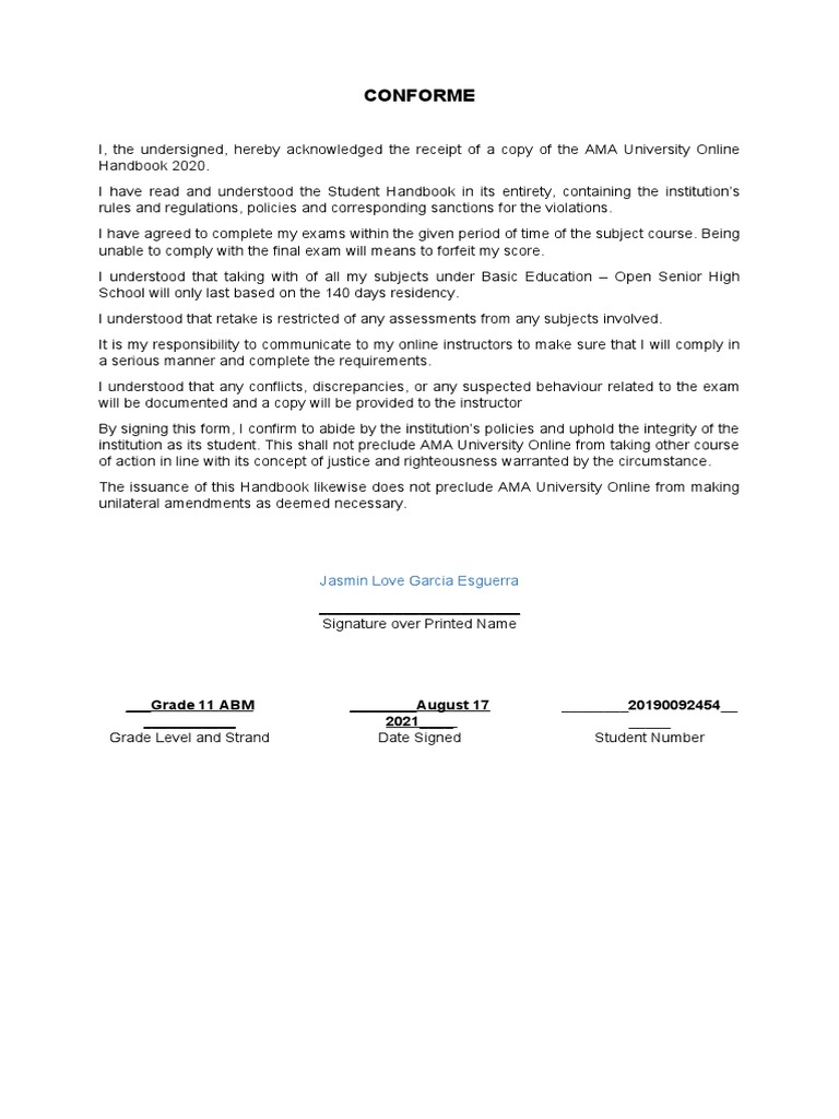 Conforme: Jasmin Love Garcia Esguerra | PDF | Business | Finance ...
