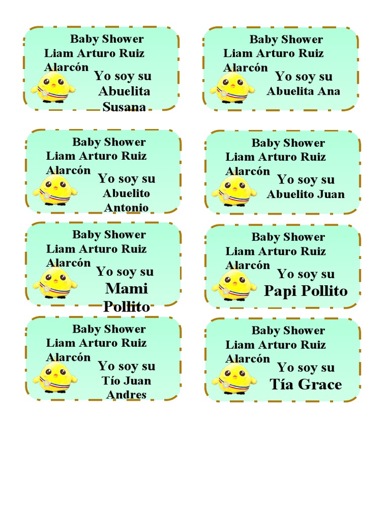 Gafetes de Baby Shower Liam 2019 PDF