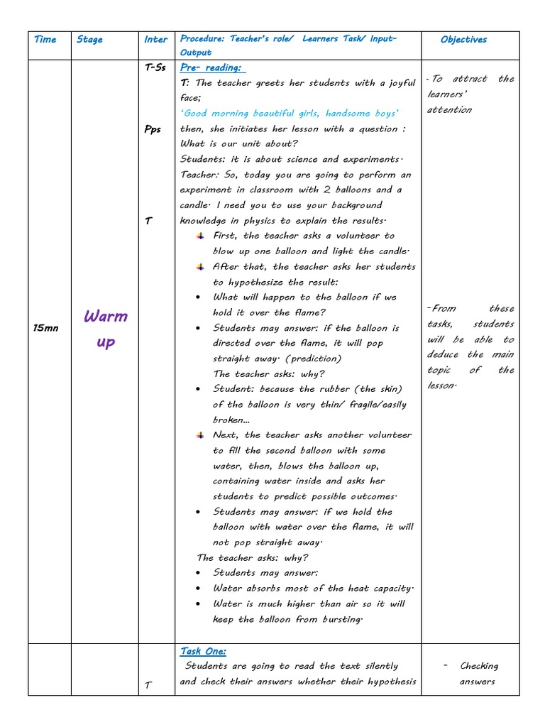 Readin 2ES Lesson Plan | PDF | Heat | Thermal Conduction