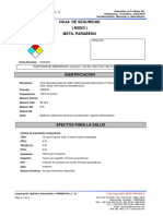 Hoja de Seguridad (MSDS) Metil Parabeno Identificacion Efectos para La Salud