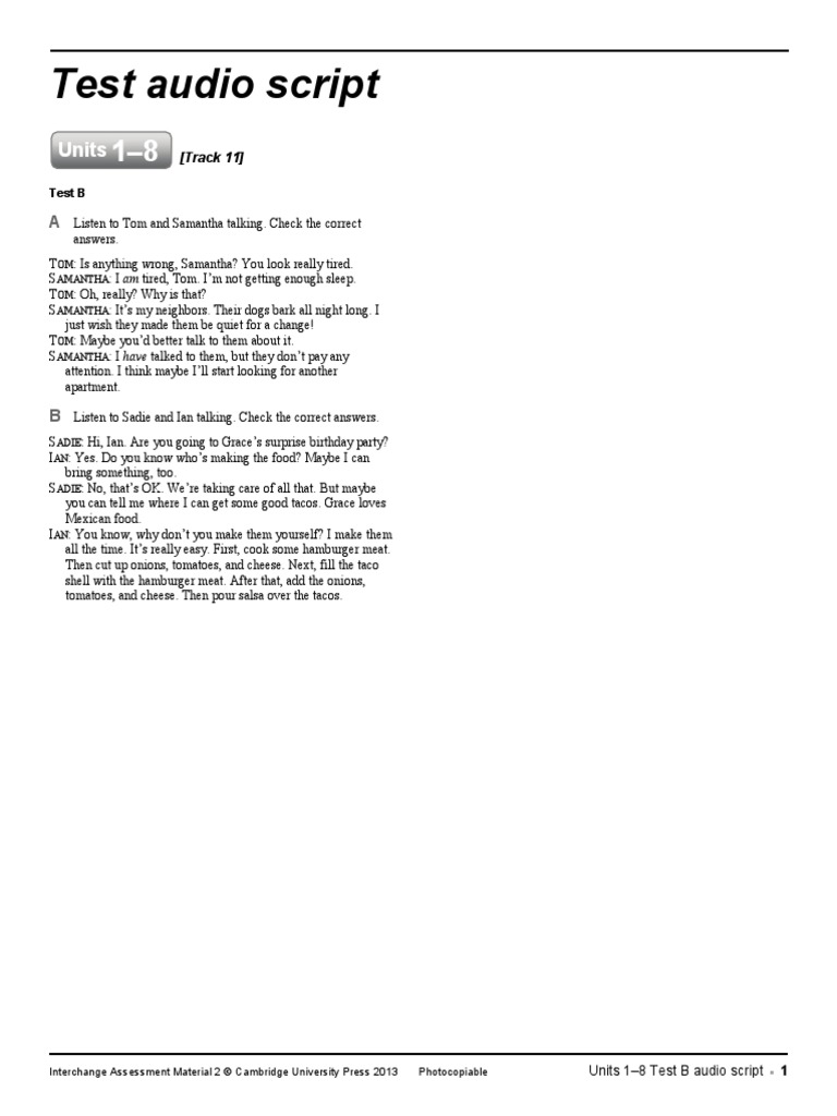 Test Audio Script: Units | PDF