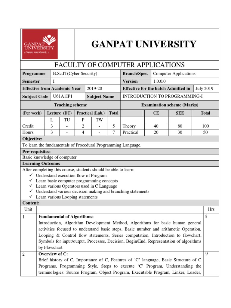 B.SC IT (Cyber Security) - SEM-I-Detailed Syllabus - 0 | PDF | World