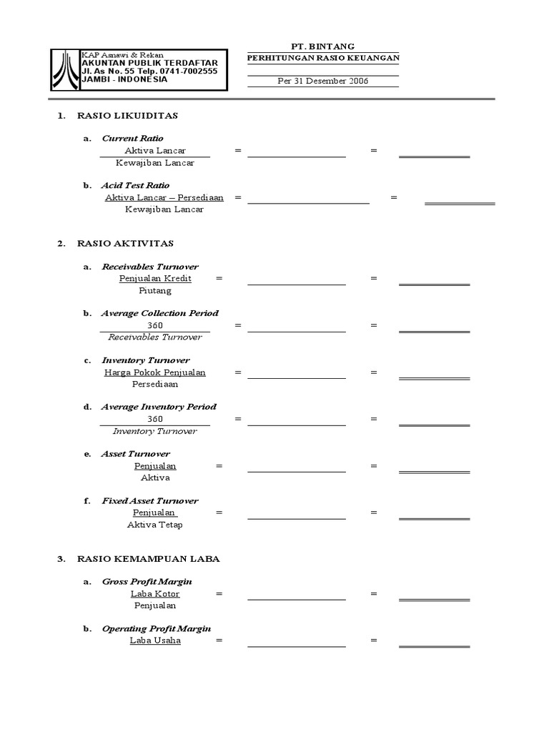 Laporan Rasio Keuangan 2006 | PDF | Neraca Keuangan | Ekonomi Keuangan