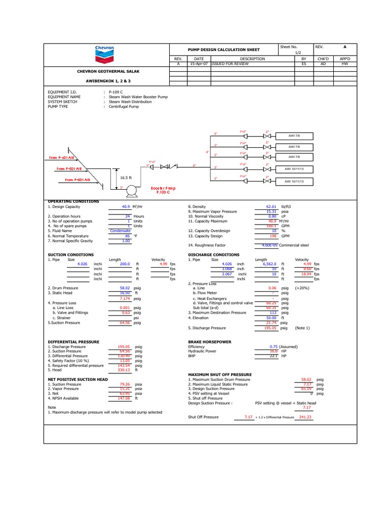 Appendix D Hydroulic Calculation For New Booster Pumps Unit 456 Rev