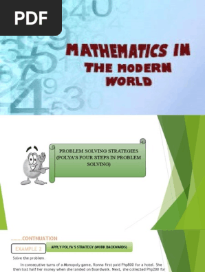 1.2PROBLEM SOLVING STRATEGIES (POLYA’S FOUR STEPS IN PROBLEM SOLVING)