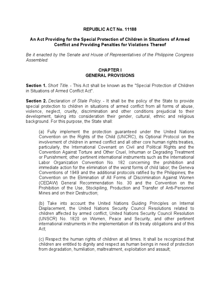 Special Protection for Children in Conflict | PDF | Children's Rights ...