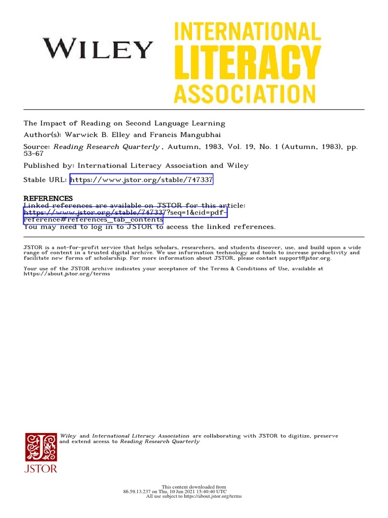 Reading's Role in Language Acquisition | PDF | Second Language | Teachers