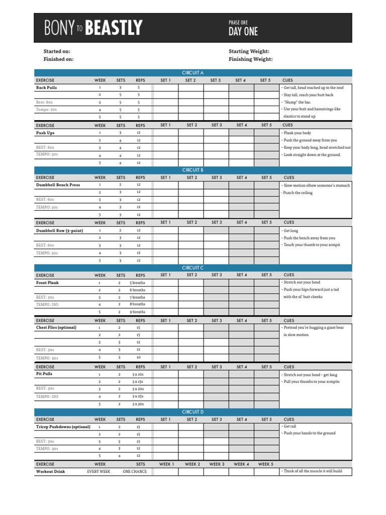 b2beast revamped p1 workouts pdf physical fitness weight training
