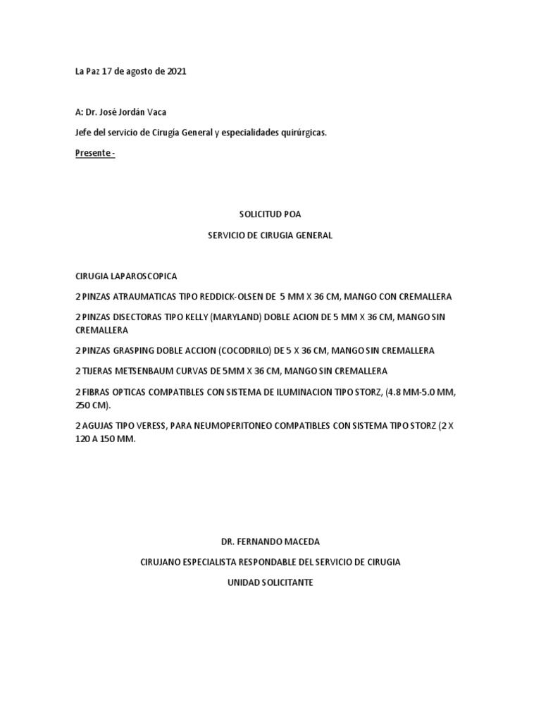 Solicitud POA Ortopedia Dr. Maceda | PDF
