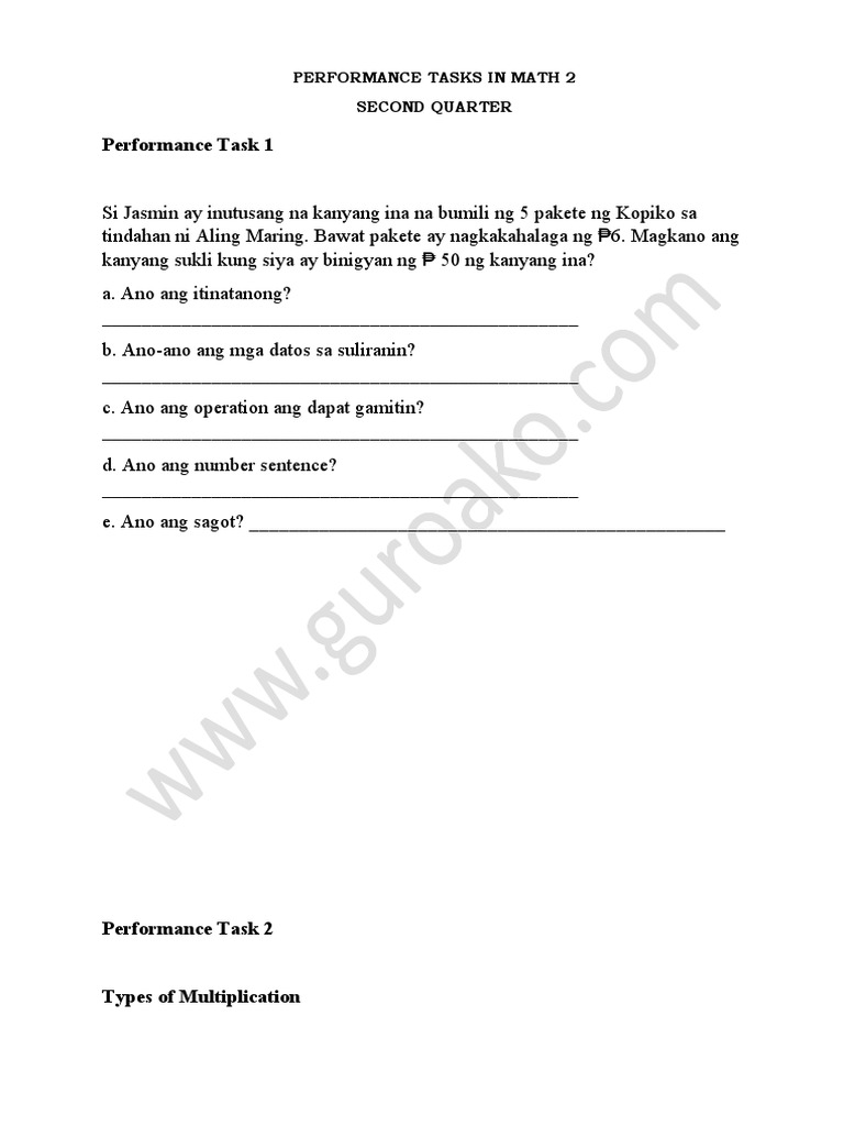Math 2 Performance Task | PDF