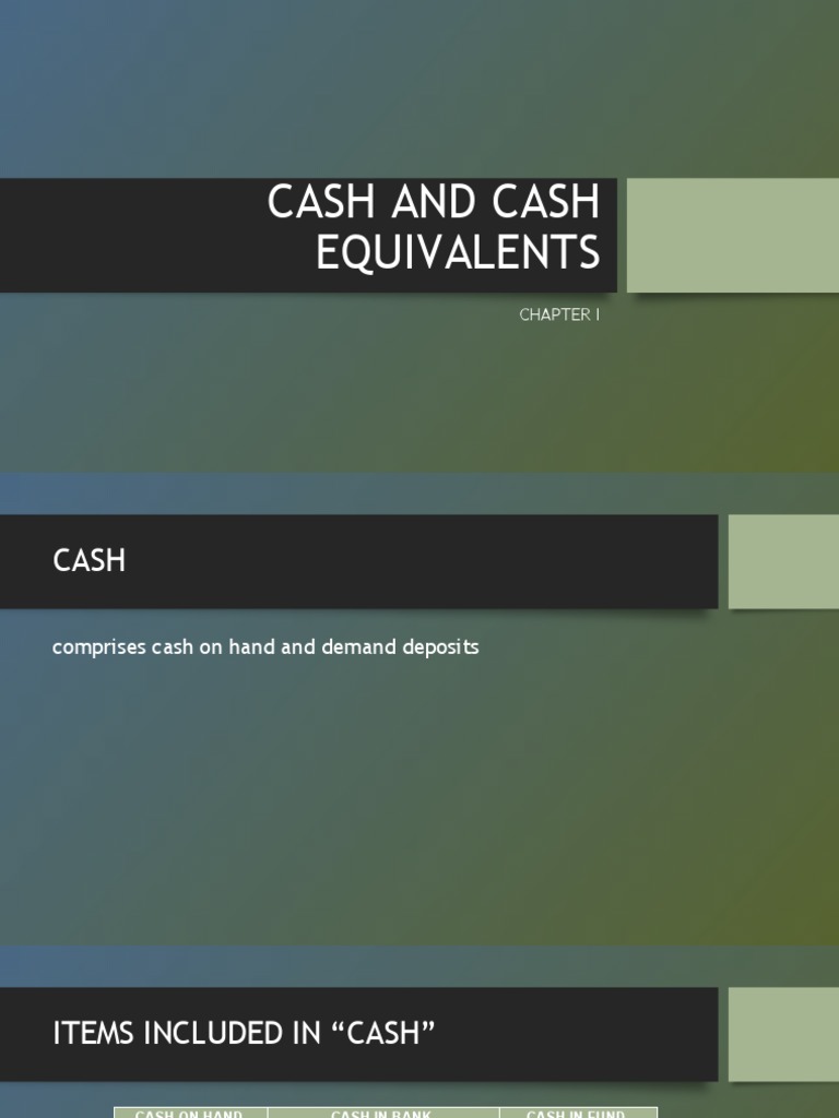 Cash and Cash Equivalents Overview | PDF | Cheque | Banks
