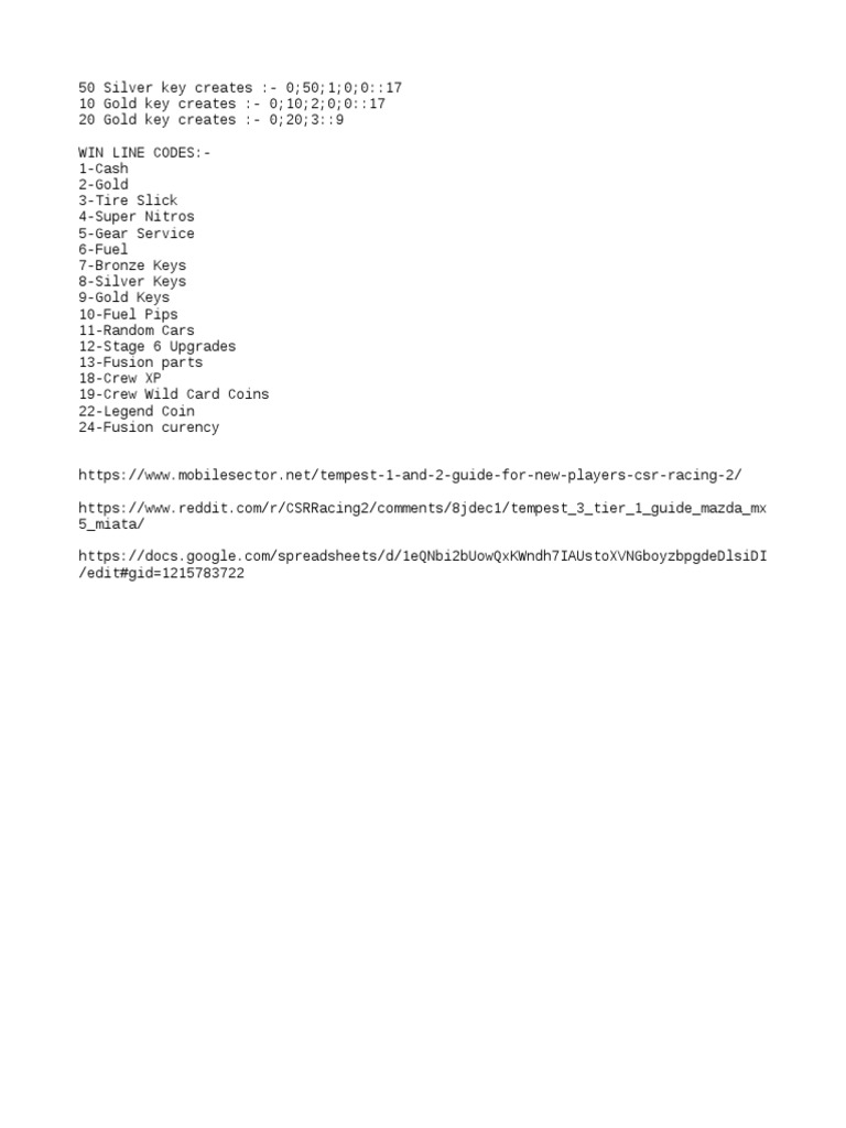 CSR2 Redeem Codes and Rewards Guide | PDF