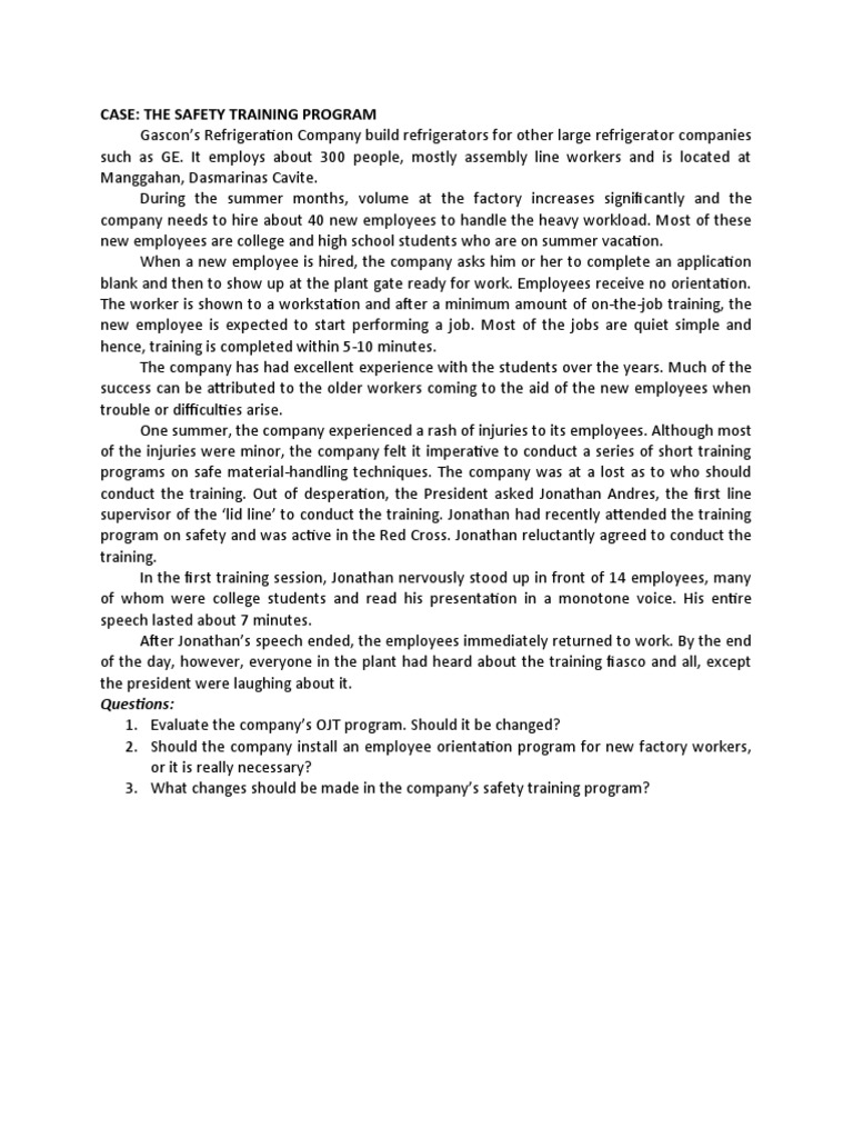 Safety Training Program Case Study | PDF | Business