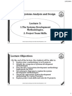 ITC 244 Systems Analysis and Design: 1.the Systems Development Methodologies. 2. Project Team Skills