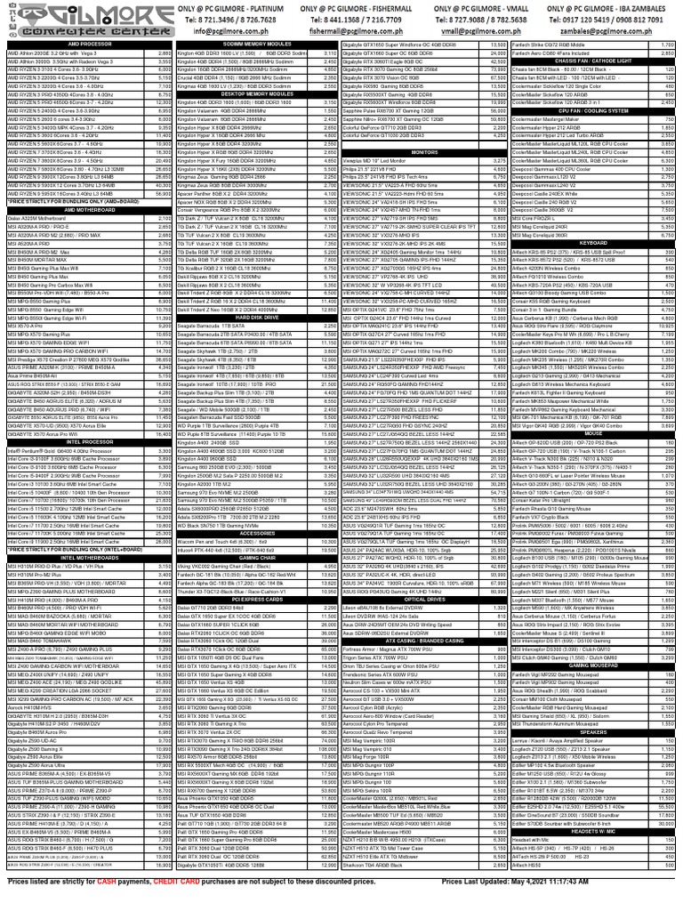 Pc Gilmore Price List 2022 edu.svet.gob.gt