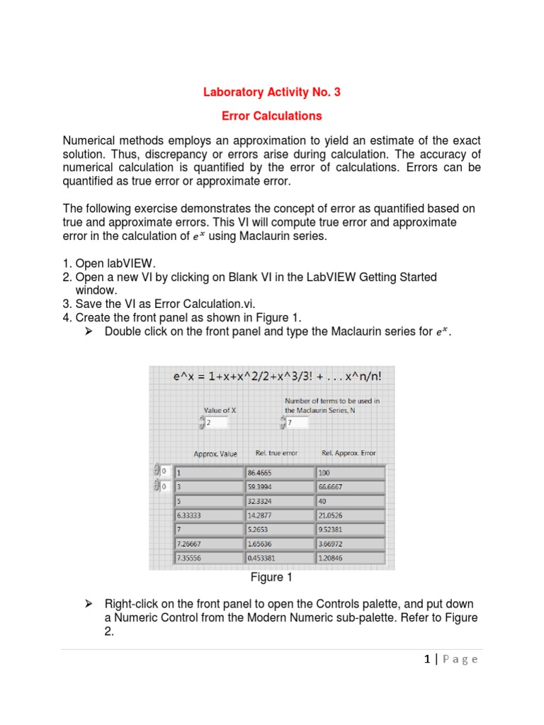 Error Calculations in Numerical Methods | PDF | Matlab | Approximation