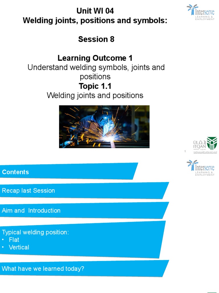 Unit WI 04 Welding Joints, Positions and Symbols: Session 8 Learning ...