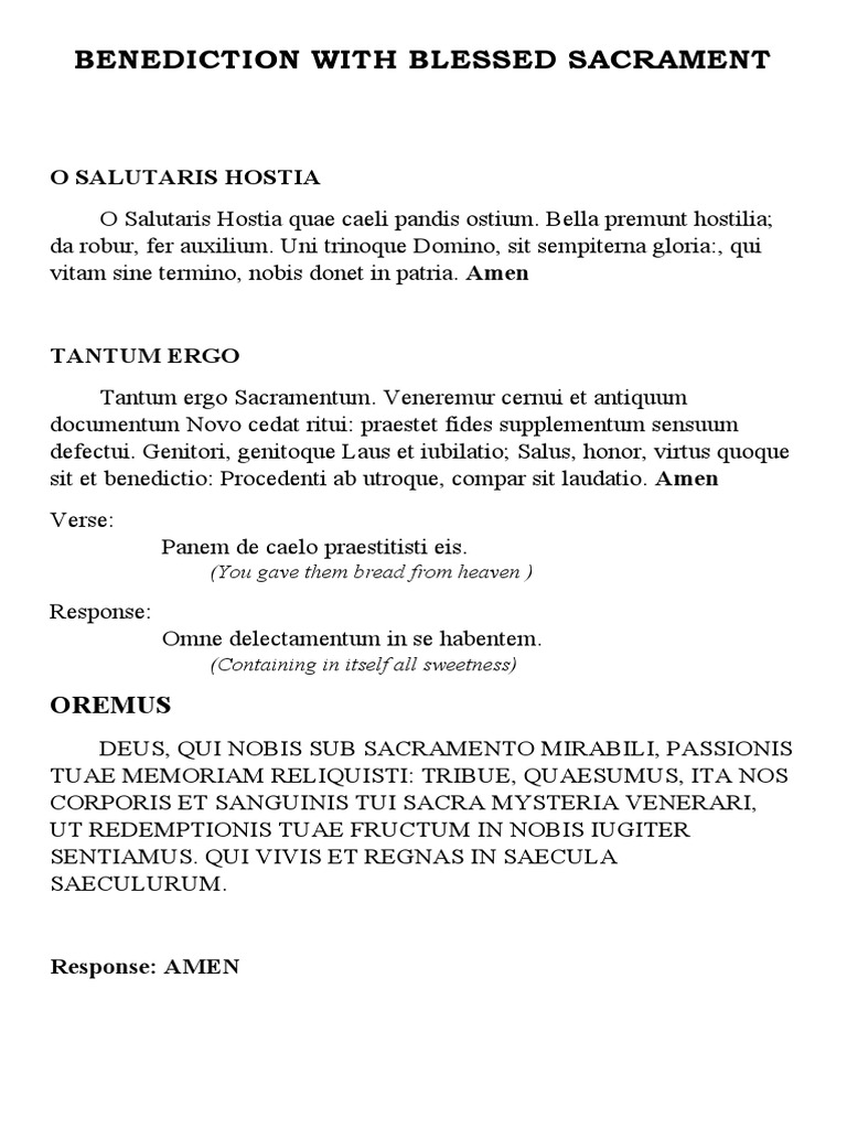 Latin Benediction of the Blessed Sacrament | PDF | Cooking, Food & Wine ...