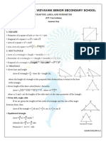 Grade 9 Maths IIT Worksheet Area and Perimeter Answer Key