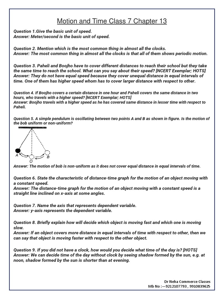 Motion And Time Class 7 Book