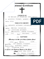 Baptismal certificate from Our Mother of Perpetual Help Parish