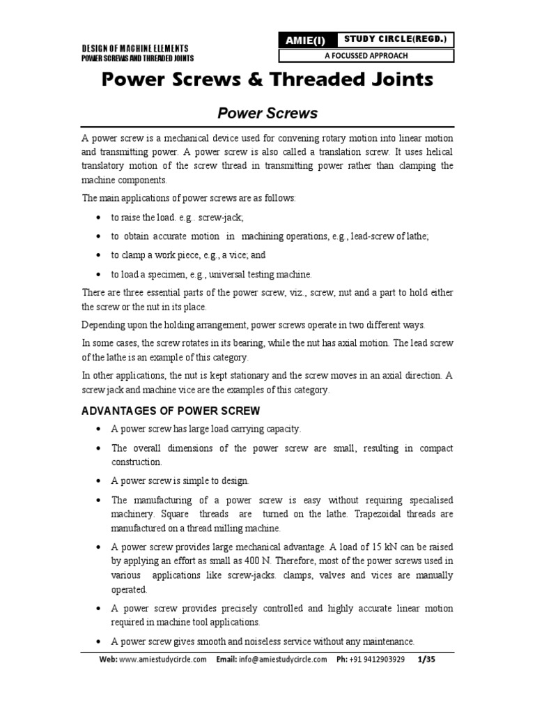 Threaded Joints | PDF | Screw | Strength Of Materials