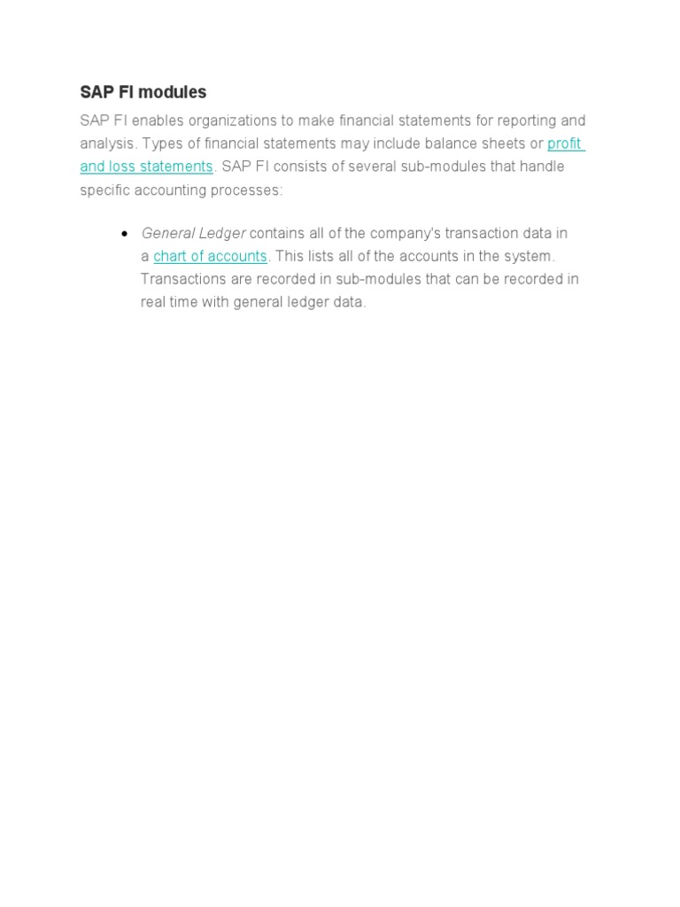 Overview of SAP FI Modules | PDF