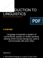 Introduction To Linguistics