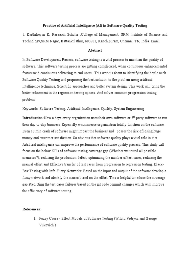 AI in Software Testing: Progression vs. Regression | PDF | Software ...