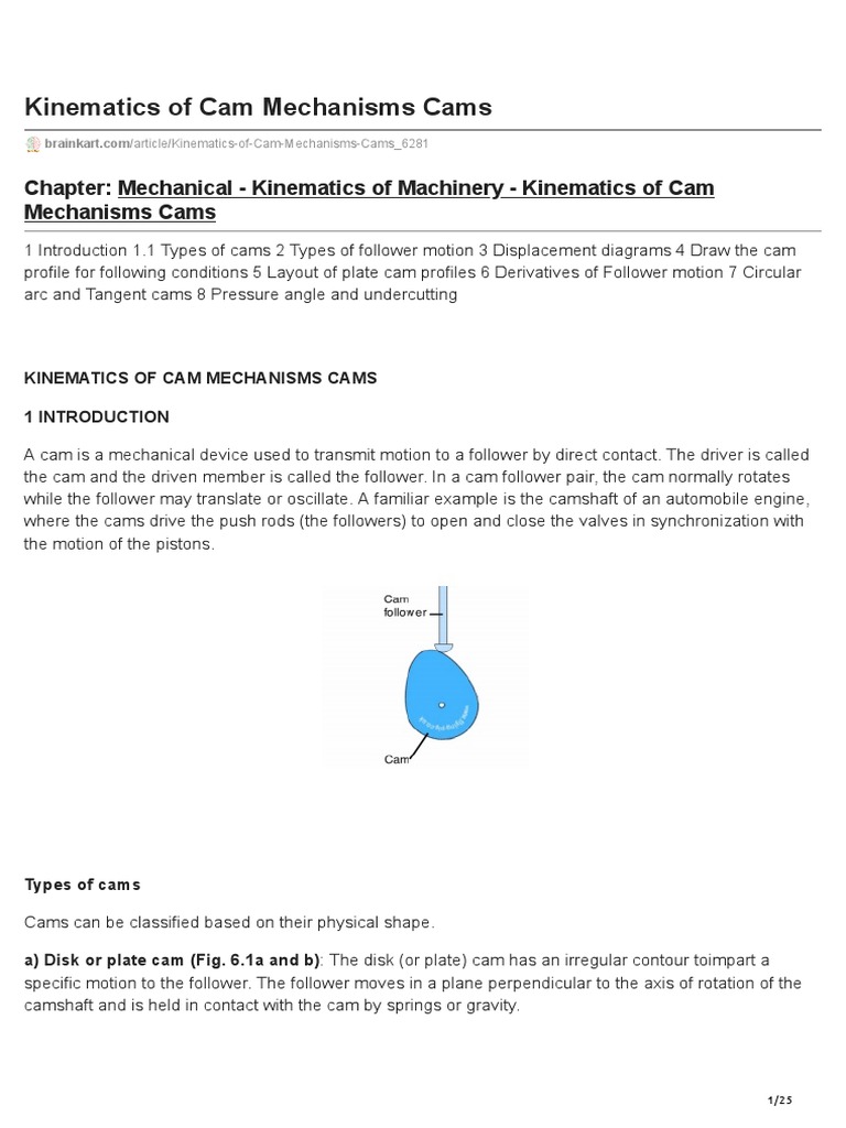 Cam - Kinematics of Cam | PDF | Acceleration | Physics
