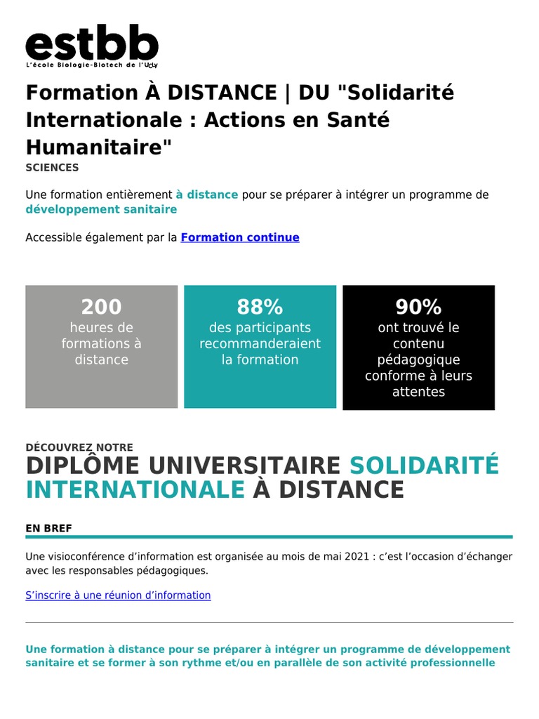 Formation à Distance en Santé Humanitaire | PDF | Formation à distance ...