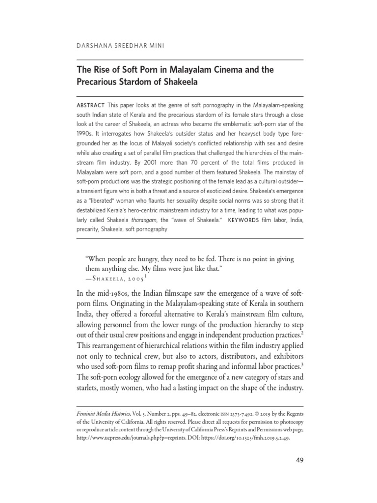 The Rise of Soft Porn in Malayalam Cinem PDF Gender Studies Feminism