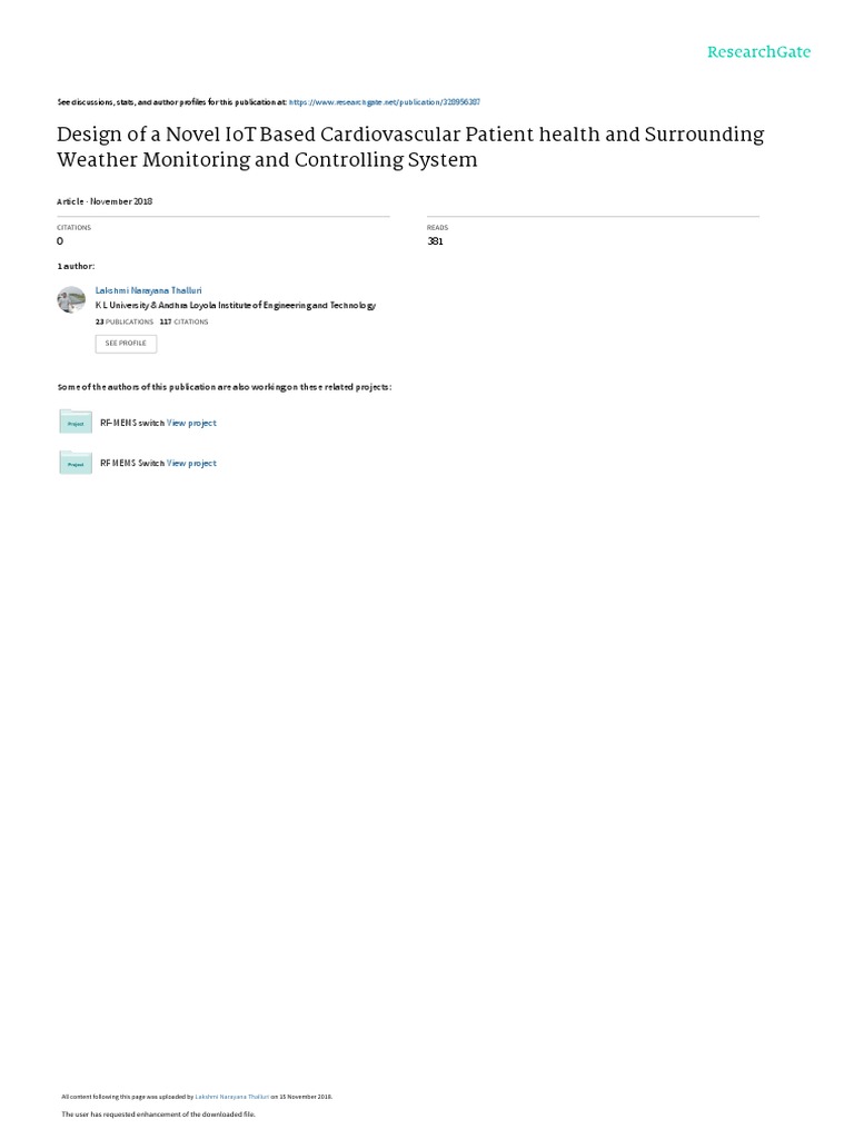 Design of A Novel Iot Based Cardiovascular Patient Health and ...