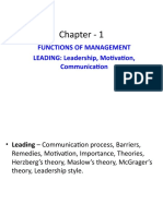 IM Unit 1 - Part III - Functions - of - Management - Leadership, Motivation, Communication.